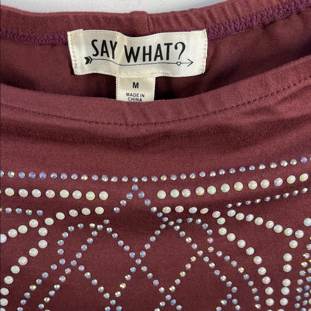Say What? sequined wine colored mini t shirt dress - Picture 3 of 4